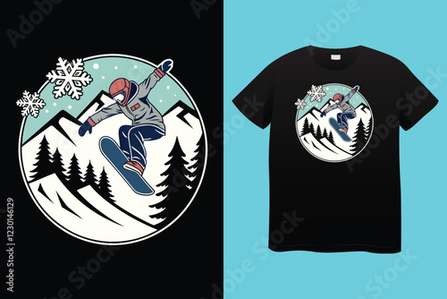 Colorful vintage emblems set with snowboarder and skiers having fun during their vacation, designed for winter sports advertisement.