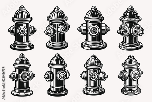Fire hydrant silhouette vector illustration isolated on white background.