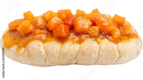 Sweet Pumpkin Glazed Pastry on White Background