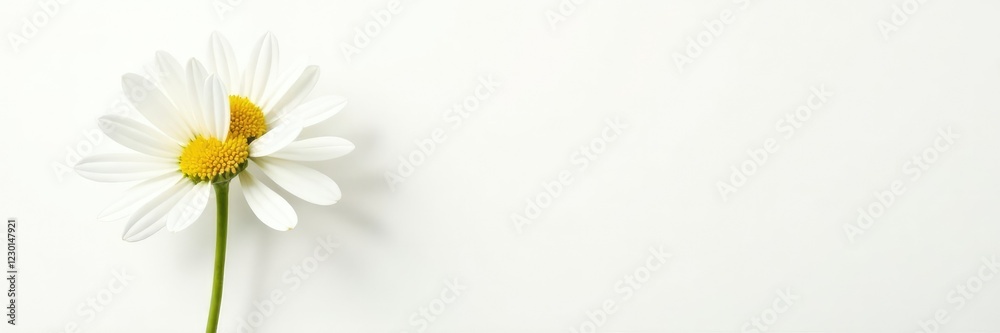 Naklejka premium Large Chamomile flower on a white background with stem, floral, garden, herb