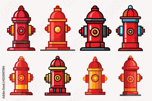 Fire hydrant vector illustration isolated on white background.