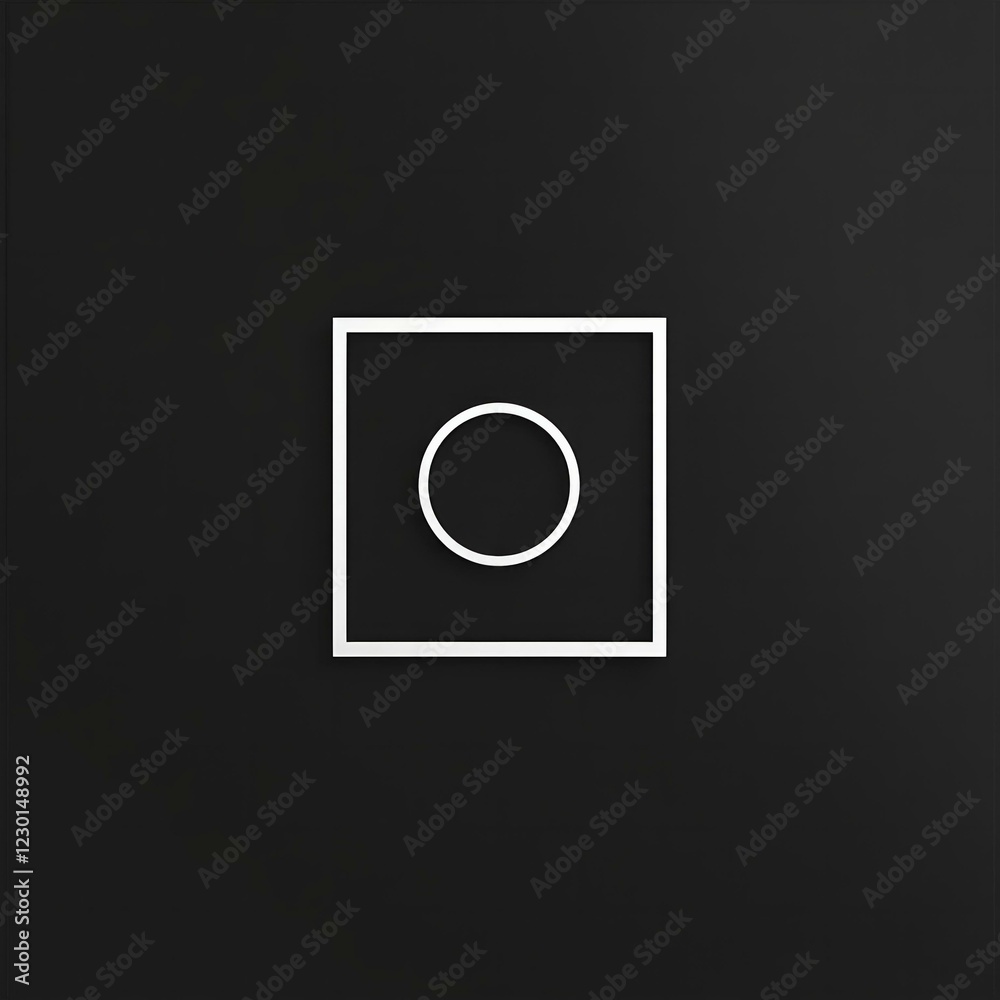 Minimalist white geometric shape on black background Minimalist white geometric shape on black background