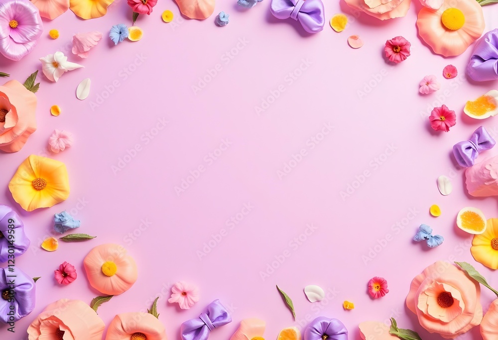 Soft pastel tulip background with gentle pink, lavender, and buttery yellow flowers Soft pastel tulip background with gentle pink, lavender, and buttery yellow flowers