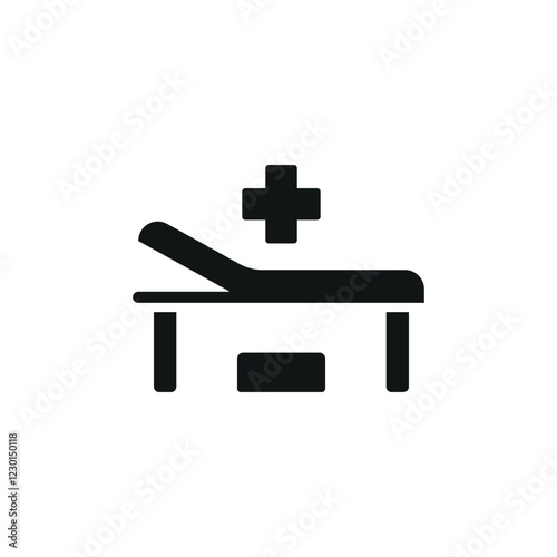 Examining table icon with modern lines and shapes, ideal for use in digital and web health design.