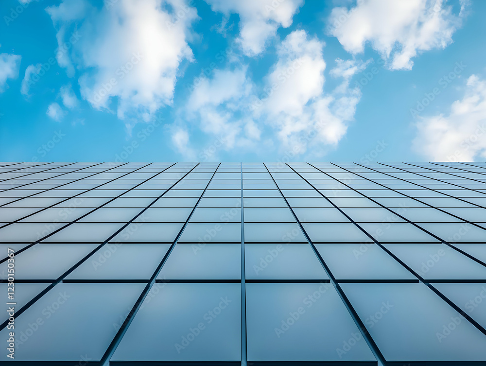 Modern building facade, blue sky, clouds. Stock photo Modern building facade, blue sky, clouds. Stock photo