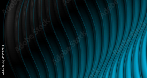 Dark blue liquid glossy waves abstract elegant background. Vector design