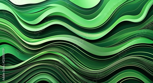 Wavy green lines of envy background illustration design concept photo