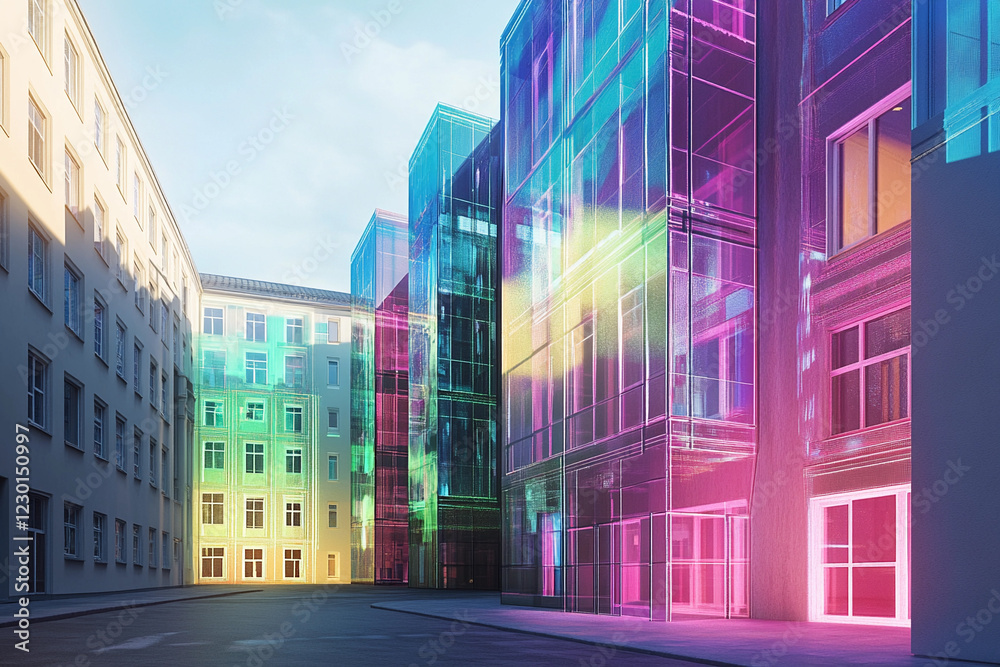 Fototapeta premium Modern architectural design blends nature and technology in a vibrant urban landscape