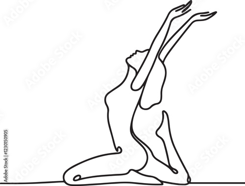 Calm & Relaxing Woman Stretching – Minimalist Line Art Vector