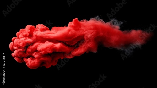 Abstract Red Smoke Plume: A vibrant plume of red smoke billows and swirls against a stark black background, creating an abstract and dynamic composition. This striking image evokes a sense of energy.