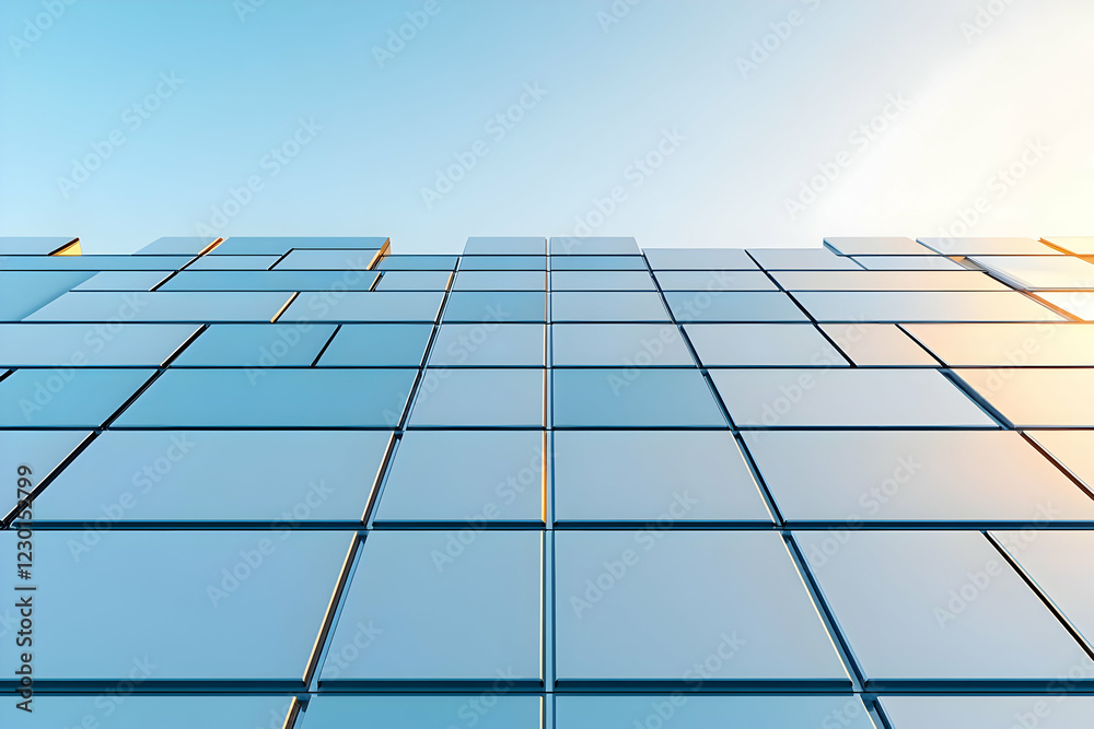 Modern building facade, urban setting, sunlight Modern building facade, urban setting, sunlight