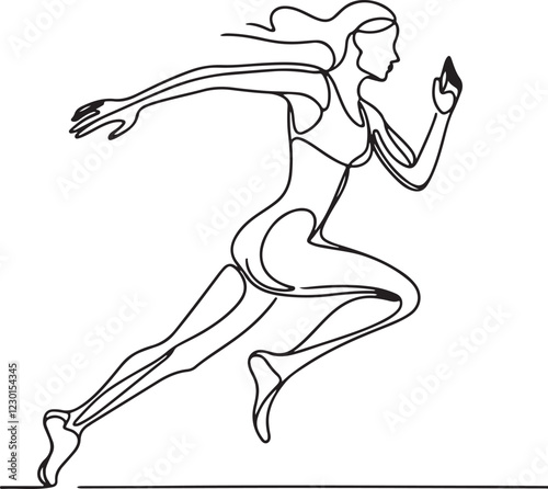 Running Woman Line Art. A Powerful Depiction of Movement and Agility