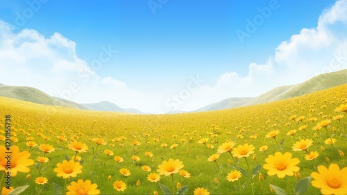 A field full of yellow flowers. photo