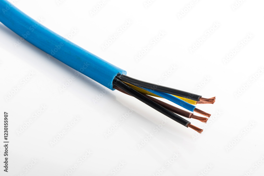 Various copper electrical wires isolated on white background. electrical wire on wire coils background Various copper electrical wires isolated on white background. electrical wire on wire coils background