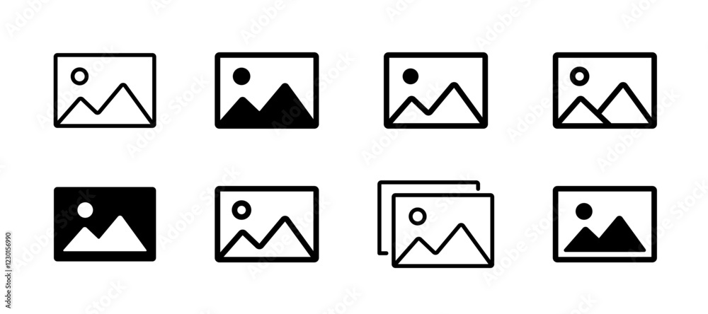 Gallery icon set. Photo album symbol set. Image, picture collection icons set. Vector icons Gallery icon set. Photo album symbol set. Image, picture collection icons set. Vector icons