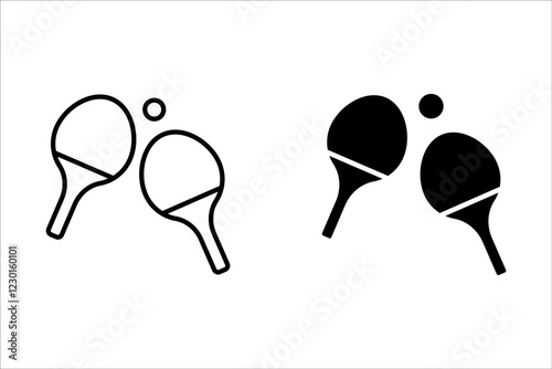 Ping pong icon set. Vector icon of table tennis racket in game paddle. Tournament symbol.