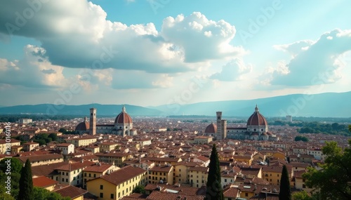 Cloudy sky above Florence with terracotta rooftops, CloudyWeather, RuralItaly, FlorenceSky photo