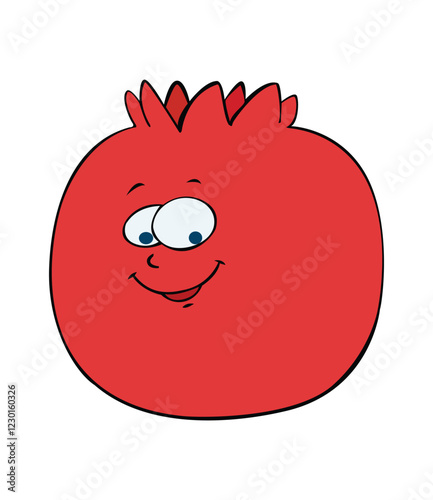 Cartoon pomegranate isolated on white background