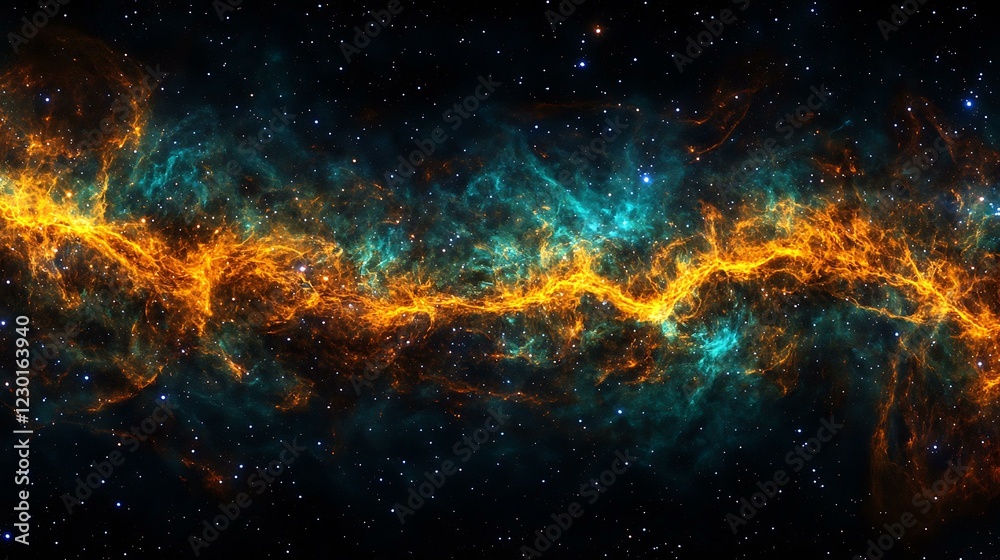 Fototapeta premium A panoramic view of the Milky Way’s dense star field in the Scutum-Centaurus Arm with radiant X-ray energy patterns