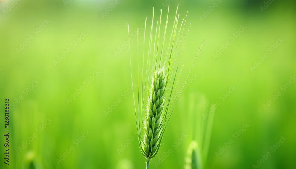 Background of fluffy spikelets of green barley close-up Blue sky and barley grass Selective focus Hordeum jubatum, Foxtail barley Background of fluffy spikelets of green barley close-up Blue sky and barley grass Selective focus Hordeum jubatum, Foxtail barley