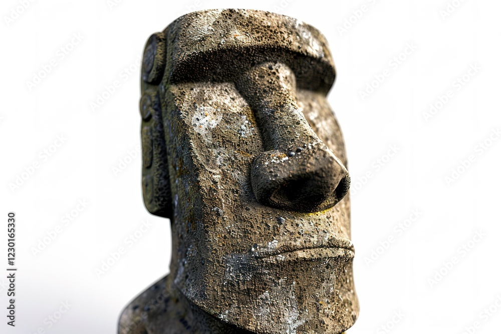 Isolated in white background no shadow on background, A time traveler goes back to Easter Island and discovers that the famous statues were actually created by aliens. Isolated in white background no shadow on background, A time traveler goes back to Easter Island and discovers that the famous statues were actually created by aliens.