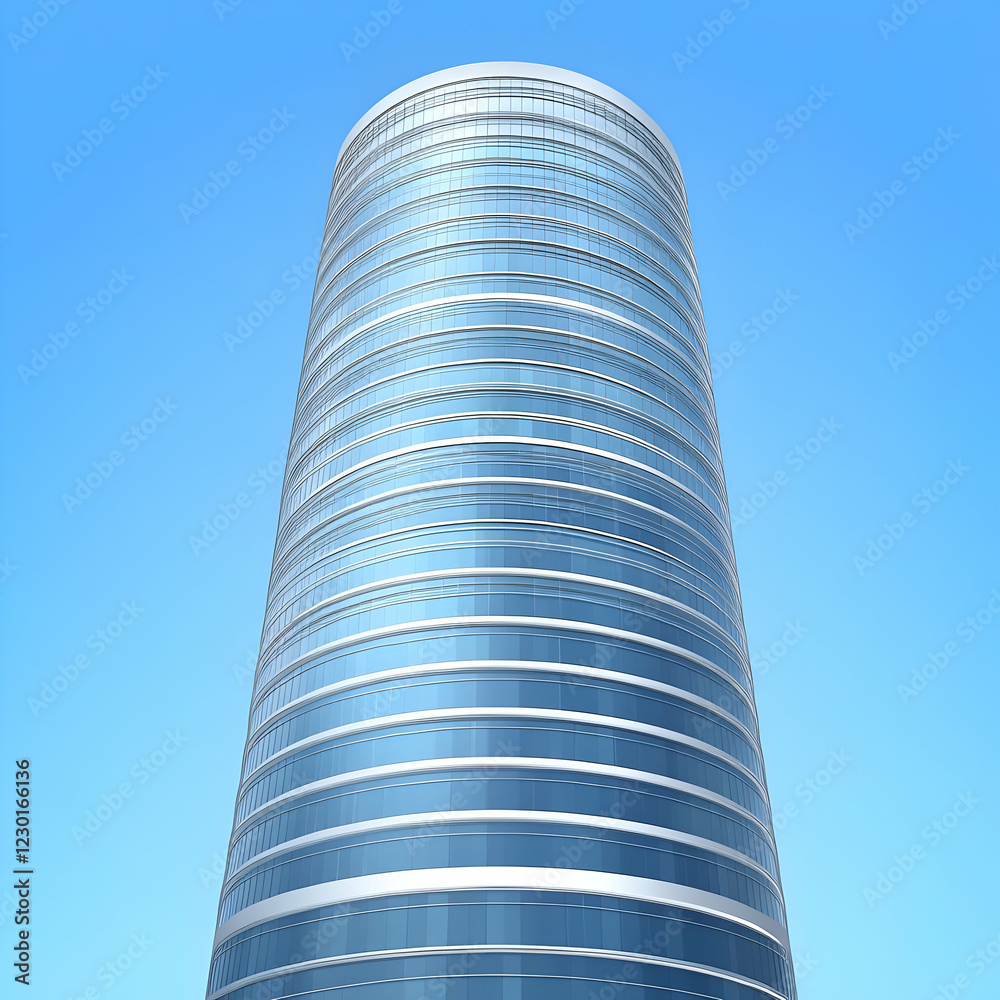 Modern glass tower, city, blue sky, business Modern glass tower, city, blue sky, business