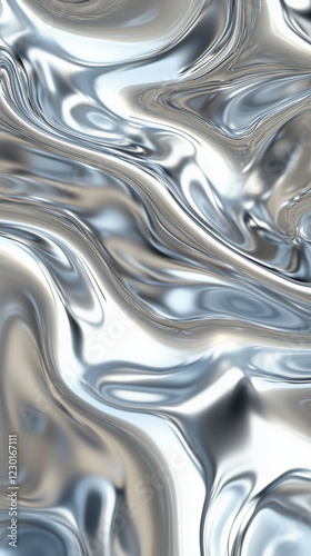Fluid liquid metal waves with silver and gold reflections