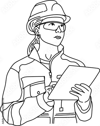 Civil engineer woman, A construction working woman, female construction worker vector illustration 