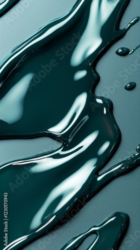 Dark teal liquid metal with glossy surface and flowing texture