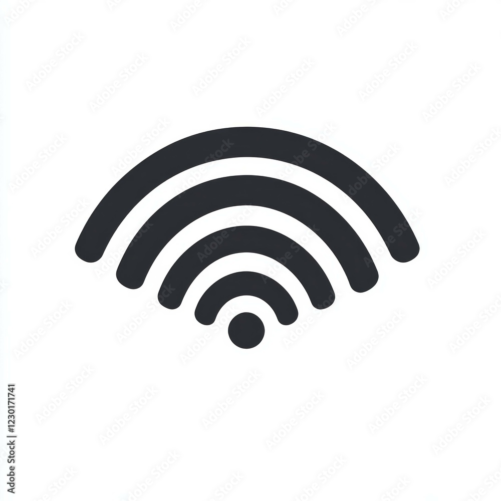 Minimalist black wi-fi signal icon on white background art Minimalist black wi-fi signal icon on white background art