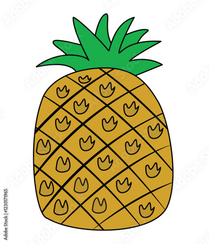 Illustration of pineapple with green leaves