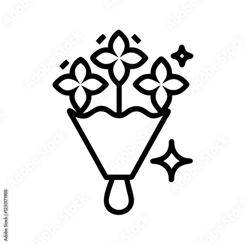 flower bouquet with glitter icon design