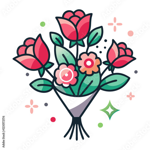 flower bouquet with glitter icon design
