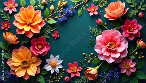 Wallpaper Mural A colorful mix of flowers and foliage in a festive floral arrangement, branches, mix, blooms Torontodigital.ca