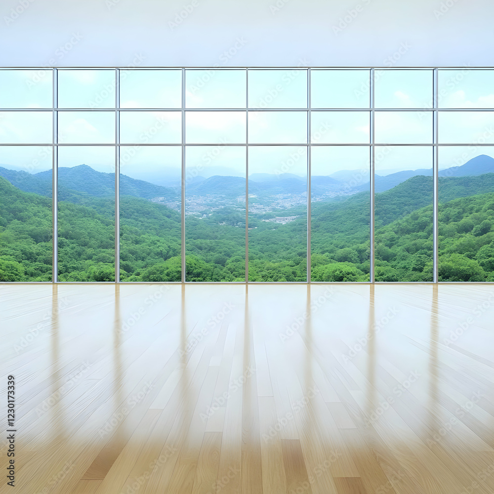 Naklejka premium Mountain view office, empty room