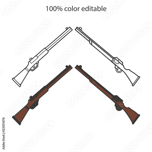 A long gun Silhouette vector art design. weapon icon logo illustration. Long barrel gun symbol. Silhouette of hand gun icon isolated on white background. vector logo.