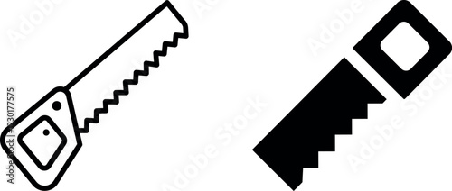 Saw Vector Icon Set – Tools, Cutting, and Carpentry Designs