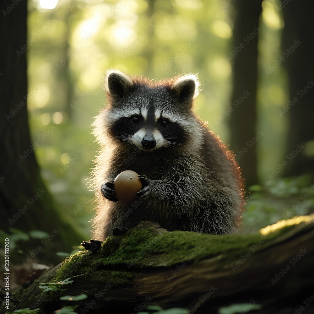 Fototapeta premium Raccoon with Acorn