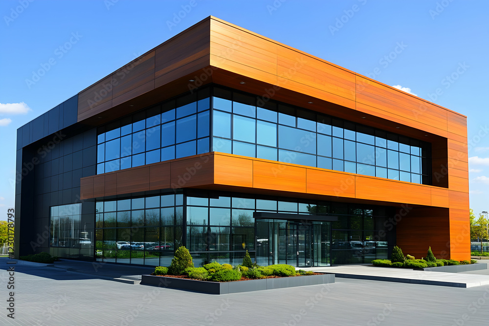 Obraz premium Modern office building exterior sunny day