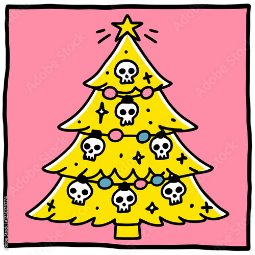 Christmas Tree with skulls decoration - cute irony sticker