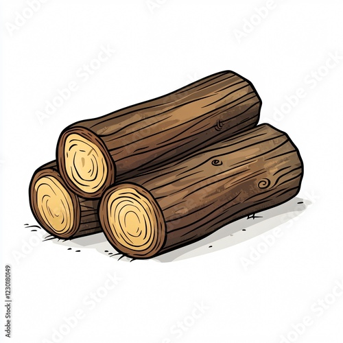 Three Cartoon Wooden Logs Vector Illustration for Creative Projects