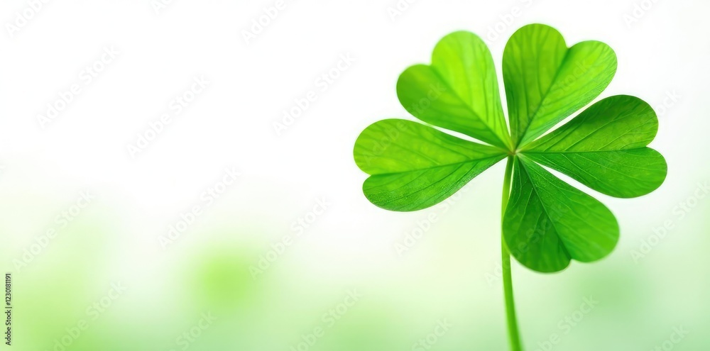 Lush green clover plant isolated on white background, green, herb Lush green clover plant isolated on white background, green, herb