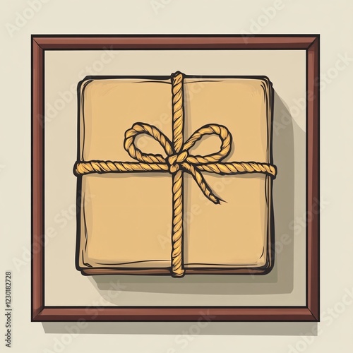 Professional Brown Parcel with Rope Flat Vector Illustration for Shipping Services and Packaging Solutions