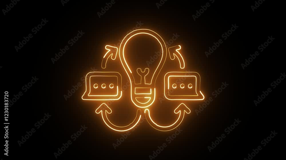 glowing neon artistry icon isolated on black background. HD video motion graphic animation glowing neon artistry icon isolated on black background. HD video motion graphic animation