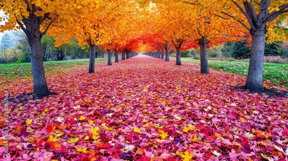 Autumnal Majesty: A Path of Vibrant Leaves Autumnal Majesty: A Path of Vibrant Leaves