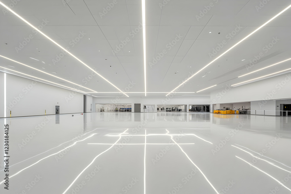 Empty modern hall, bright lights, event space Empty modern hall, bright lights, event space