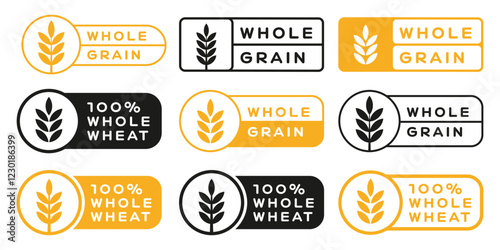 Whole Wheat Food Icon Sign Emblem Label Badge Vector Design. Grain Symbol.