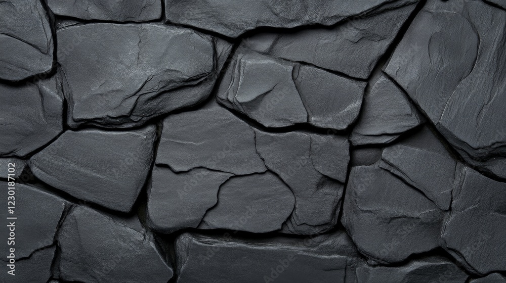 Dark Grey Stone Wall Texture: A dramatic close-up shot reveals the raw texture of a dark grey stone wall, showcasing the irregular shapes and crevices of the natural stone. Dark Grey Stone Wall Texture: A dramatic close-up shot reveals the raw texture of a dark grey stone wall, showcasing the irregular shapes and crevices of the natural stone.