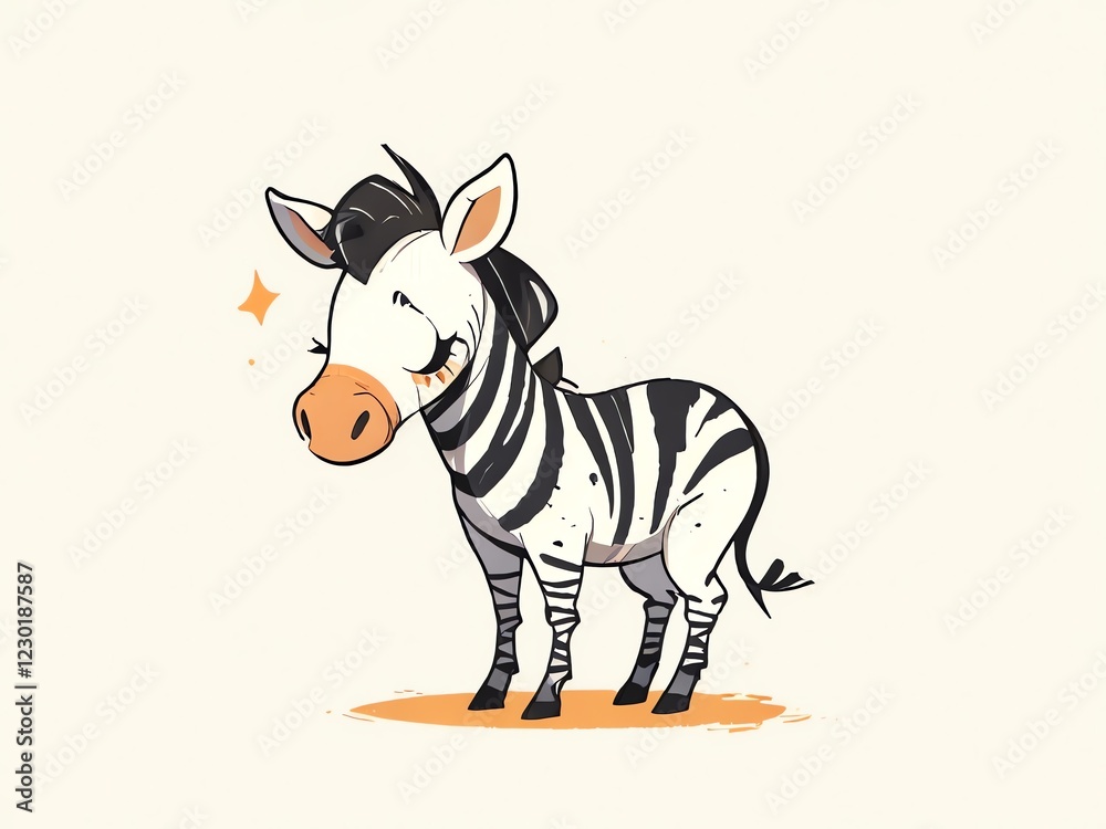 Adorable Cartoon Zebra: A Whimsical Illustration Adorable Cartoon Zebra: A Whimsical Illustration