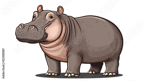 Hippopotamuse cartoon on white background